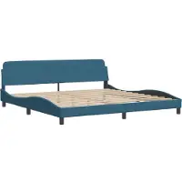 Syfax Cadre de lit Dover bleu 200x200 cm velours