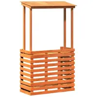 Syfax Table de bar d'extérieur avec toit marron bois massif