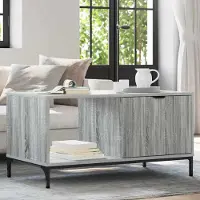 vidaXL Durable Table basse Gris Sonoma 90 x 49 x 46 cm Bois composite - Tables basses Octo3359560 1parcel
