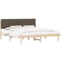 Syfax Cadre de lit avec tête de lit rembourrée Taupe 200 x 200 cm