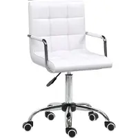 HOMCOM Chaise de bureau fauteuil manager pivotant hauteur réglable revêtement synthétique capitonné blanc