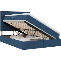 vidaXL Lit coffre LED avec matelas, bleu, 140 x 200 cm, tissu