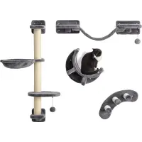 PawHut - Mur d'escalade pour chats, ensemble de 4 éléments avec hamac