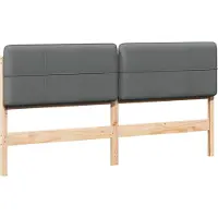 Syfax Tête de lit capitonnée Marron et gris clair 200 cm Pin massif