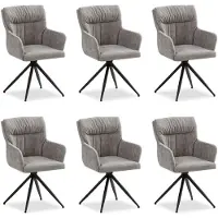 Homestyle4u Chaise de Salle à Manger Lot de 6 Moderne Tissu Lin Gris Design Chaises de Cuisine Chaises pas Cher Fauteuils Rembourrée
