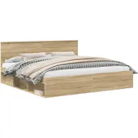 Syfax Cadre de lit avec tête de lit Sonoma 200 x 200 cm Pin massif