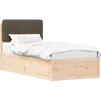 Syfax Cadre de lit avec tête de lit rembourrée Taupe 90 x 190 cm