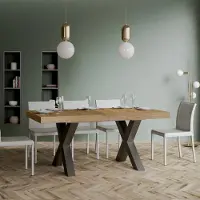 Itamoby - Table extensible 180/284x90 cm Traffic chêne nature pieds anthracite