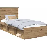Syfax Cadre de lit Chêne artisan 90 x 190 cm Bois de pin massif