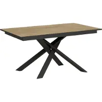 Ityhome - Table extensible 160/220x80 cm Ganty effet bois, chêne nature bande de chante anthracite cadre et pieds anthracite