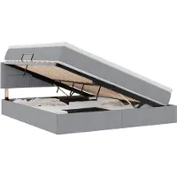 Syfax Lit de rangement LED avec matelas Gris clair 180 x 200 cm Tissu