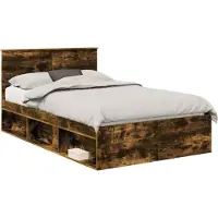 Syfax Cadre de lit Chêne fumé 120 x 190 cm Pin massif