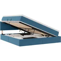 Syfax Lit de rangement LED avec matelas Bleu foncé 180 x 200 cm