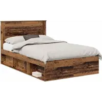 Syfax Cadre de lit Bois ancien 120 x 190 cm Pin massif