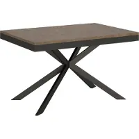 Ityhome - Table extensible 160/264x90 cm Plaker Evolution effet bois, noyer cadre et pieds anthracite