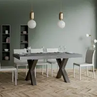 Itamoby - Table extensible 160/420x90 cm Traffic gris béton pieds anthracite