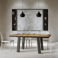 Itamoby - Table extensible 160/420x90 cm Bridge Evolution chêne nature cadre et pieds anthracite