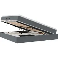 Syfax Lit avec rangement et matelas Gris foncé 200 x 200 cm Velours