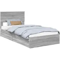 Syfax Lit de Rangement Gris Sonoma 100 x 200 cm Bois d'ingénierie