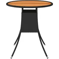 Syfax Table à dîner de jardin Noir Ø 70 cm Résine tressée et acacia