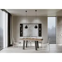 Itamoby - Table extensible 160/420x90 cm Bridge noyer pieds anthracite