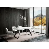 Itamoby - Table extensible 160/420x90 cm Proxy frêne blanc pieds anthracite