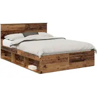Syfax Cadre de lit Bois ancien 135 x 190 cm Pin massif