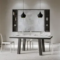 Itamoby - Table extensible 180/440x90 cm Bridge Evolution frêne blanc cadre et pieds anthracite