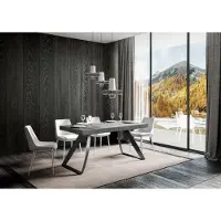 Itamoby - Table extensible 200/460x90 cm Proxy gris béton pieds anthracite