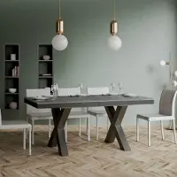 Itamoby - Table extensible 160/420x90 cm Traffic Evolution gris béton cadre et pieds anthracite