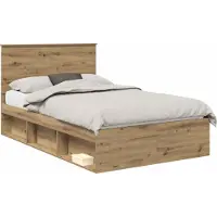 Syfax Cadre de lit Chêne artisan 120 x 190 cm Bois de pin massif
