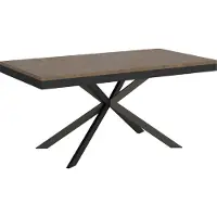 Ityhome - Table extensible 180/440x90 cm Plaker Evolution effet bois, noyer cadre et pieds anthracite