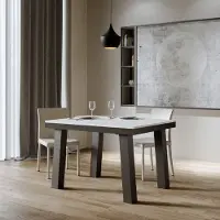 Itamoby - Table extensible 120/224x90 cm Bridge Evolution frêne blanc cadre et pieds anthracite