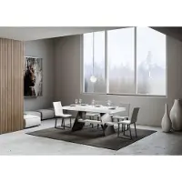 Itamoby - Table extensible 160/420x90 cm Baita frêne blanc pieds anthracite
