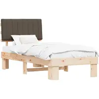 Syfax Cadre de lit avec tête de lit rembourrée Taupe 90 x 190 cm
