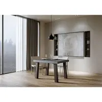 Itamoby - Table extensible 140/244x90 cm Bridge gris béton pieds anthracite