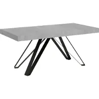 Ityhome - Table extensible 200/304x90 cm Terium effet gris béton pieds anthracite