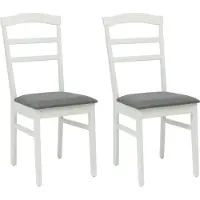vidaXL - 2 chaises de salle à manger, bois massif d'hévéa, blanches et grises