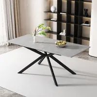 Flieks Table de salle à manger rectangulaire avec pieds en métal, Table de cuisine extensible, Table de travail avec pieds en X, 180x70x76 cm, Noir