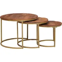 Syfax Tables basses gigognes 3 pcs Bois de mangue massif et acier