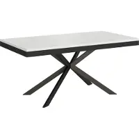 Ityhome - Table extensible 160/420X90 cm Plaker Evolution effet bois, frêne blanc cadre et pieds anthracite