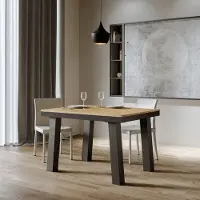 Itamoby - Table extensible 120/224x90 cm Bridge Evolution chêne nature cadre et pieds anthracite