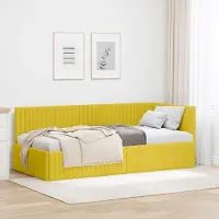 Prolenta Maison Exclusive - Cadre de lit d'angle avec tête de lit, jaune, 90 cm x 200 cm, velours