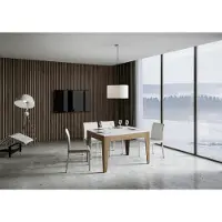 Itamoby - Table extensible 120/180x90 cm Cico Mix dessus frêne blanc cadre chêne nature