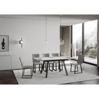 Itamoby - Table extensible 120/180x90 cm Mirhi frêne blanc cadre et pieds anthracite