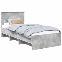 vidaXL Cadre de lit avec tête de lit Béton Gris 120 x 123 cm Bois composite
