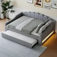 OKWISH Lit Gigogne 140x200 cm – Couchage Extensible – Sans Matelas – Gris