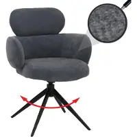 Mendler Chaise de salle à manger HWC-O77, chaise de cuisine rembourrée, pivotante Auto-Return, tissu (310g/m²) chenille Oeko-Tex ~ gris-bleu