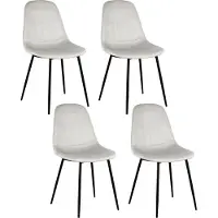 Home Deco Factory Lot de 4 Chaises - - Gulia - Velours Côtelé - Gris