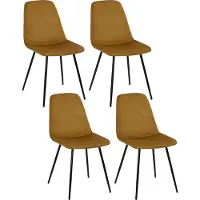 Home Deco Factory Lot de 4 Chaises - - Gulia - Velours - Jaune